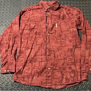 Men's Burgundy Patterned Casual Shirt
